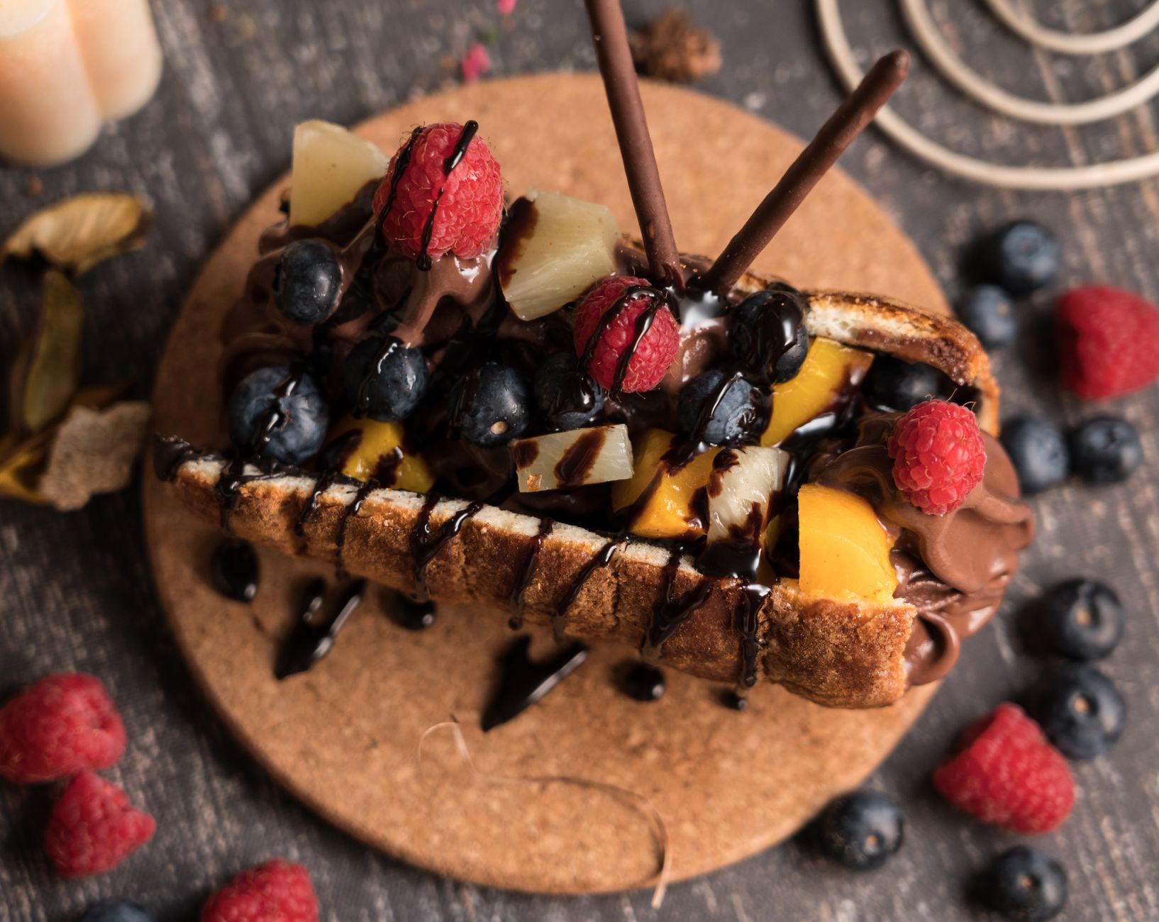 Chocolate Waffles with a Fresh Raspberry Syrup